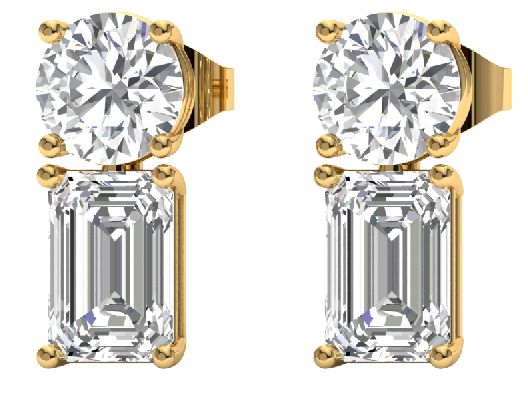 Two-stone Mickey studs in yellow gold