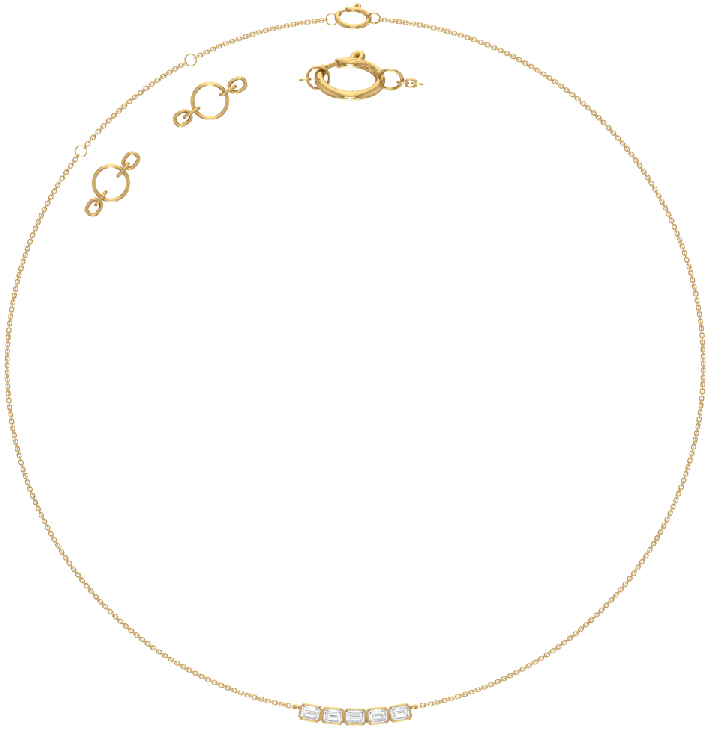Five stone bezel necklace in yellow gold