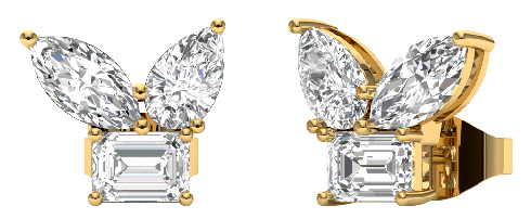 Marquise and emerald cluster studs